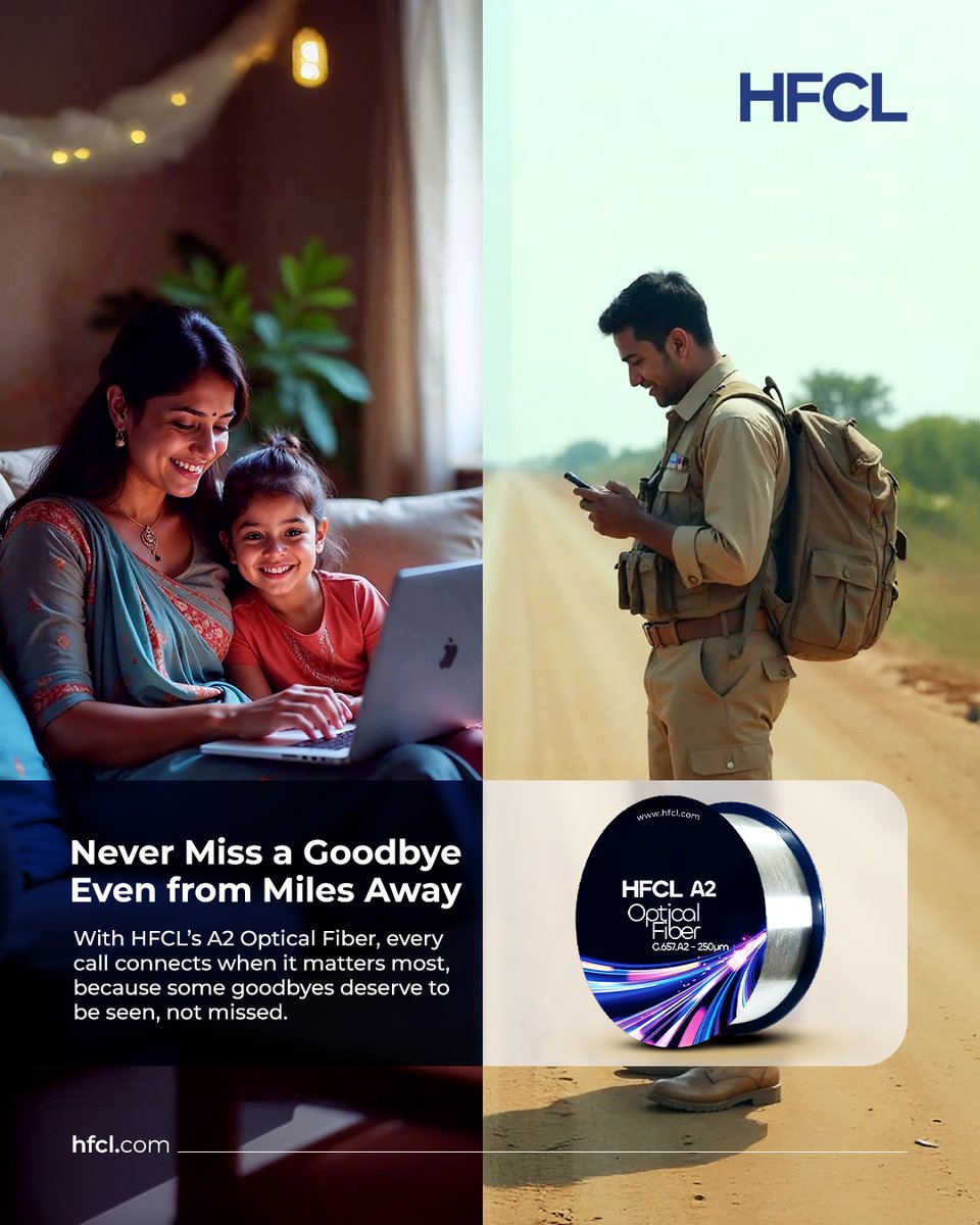 When the moment matters most, your connection shouldn’t hesitate.
In remote terrains, harsh conditions, or moments where every second counts, HFCL’s A2 Optical Fiber delivers maximum uptime and ultra-low latency to keep personal connections crystal clear.

From frozen video feeds