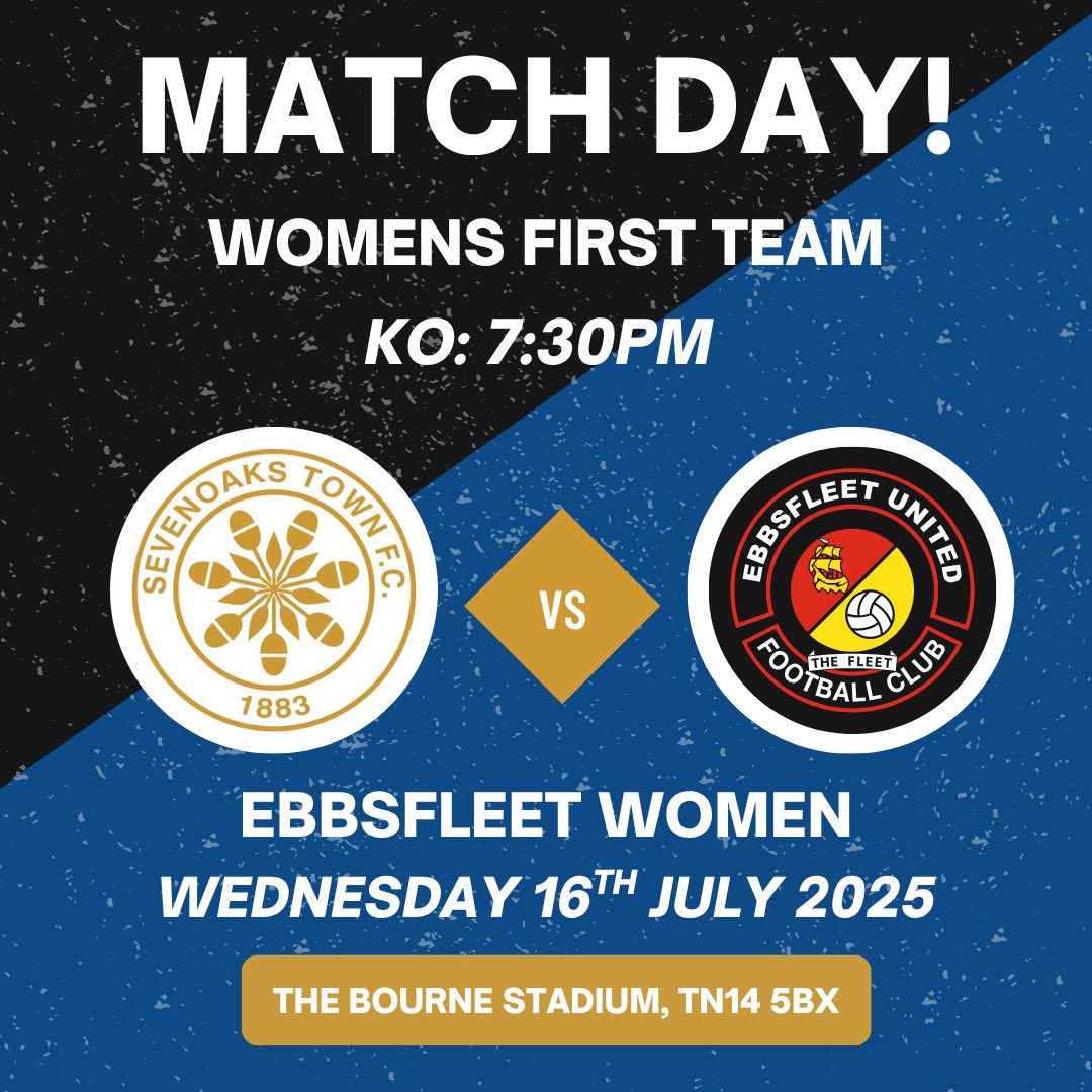 STFCWomen's tweet image. MATCH DAY!⚽️
We host Ebbsfleet in our second preseason friendly this evening!💙
@SevenoaksTownFC 🆚 @EbbsfleetWomen
⏰ 7:30PM
📍 The Bourne Stadium, TN14 5BX
@WestKentSport