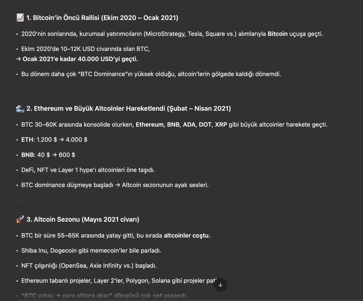 ChatGPT'ye dedim ki 2021 Crypto boğası nasıl yaşandı? 

Bir hatırlatır mısın? 👇