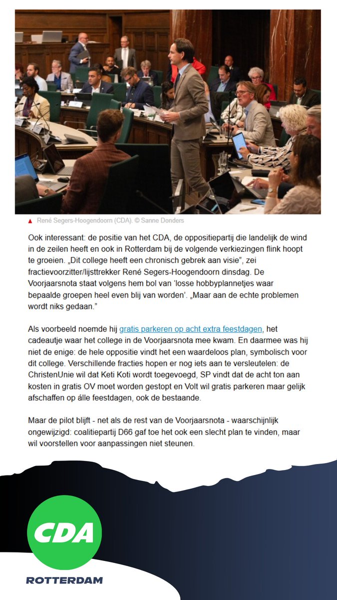 CDARotterdam's tweet photo. Onze @rgcsh zet zich af tegen het visieloze hobbybeleid van dit college. In het debat maakten we duidelijk: Rotterdam verdient een sterke visie!

https://t.co/3kjL6WOzu7 https://t.co/hd413Q4LAC