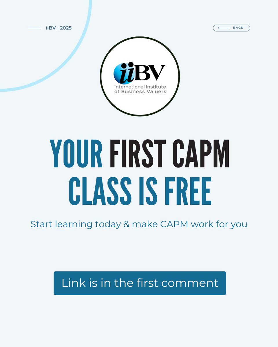 iiBVNews's tweet photo. 🎓 First class FREE, And use code CAPM20%OFF for 20% off the full course. Offer valid through July 26.

📌 Link in the first comment.

#iiBV #CAPM #BusinessValuation #Finance #RiskManagement #Valuation #ValuationServices https://t.co/nypnW34Yzc