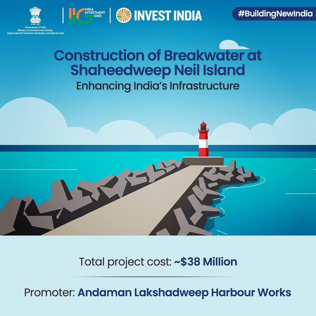 IIG_GoI's tweet image. #BuildingNewIndia
Under #NIP, the project aims to enhance all-weather safety for fishing vessels through the construction of a rubble mound breakwater, offering greater protection and operational stability at sea.
Explore more opportunities on #IIG at bit.ly/AndamanNicobar…
