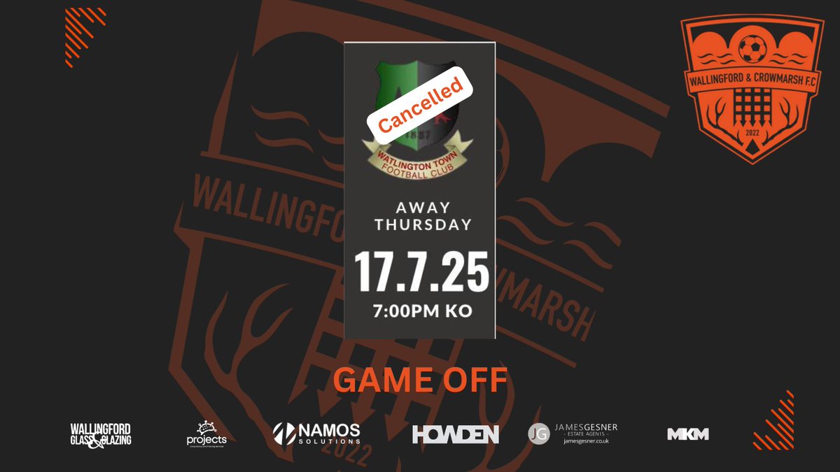 wandcfc's tweet photo. GAME OFF - Please note : Our friendly with neighbours Watlington Town scheduled for tomorrow night has been cancelled.
Our next game will see us host @EversleyCaliFC in a 3pm kick off at the Howden Stadium. See you there!!
#gameoff #psf #wandcfc #UTW https://t.co/UEOUgq29e0