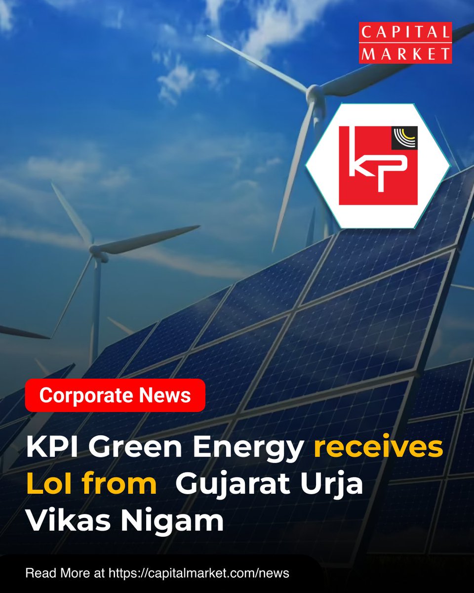 CapitalMarket17's tweet photo. KPI Green Energy Secures LoI from Gujarat Urja Vikas Nigam for 150 MW Wind Power Project.
Like | Share | Follow | Comment For Daily Updates.
https://t.co/zrUcaMMbAN
#KPIGreenEnergy #GUVNL #WindPower #RenewableEnergy #CleanEnergy #Gujarat #WindPhaseIX #SolarAndWind #GreenEnergy #SustainableDevelopment #PPA #GERC #EnergySector #WindFarm #IndiaRenewables