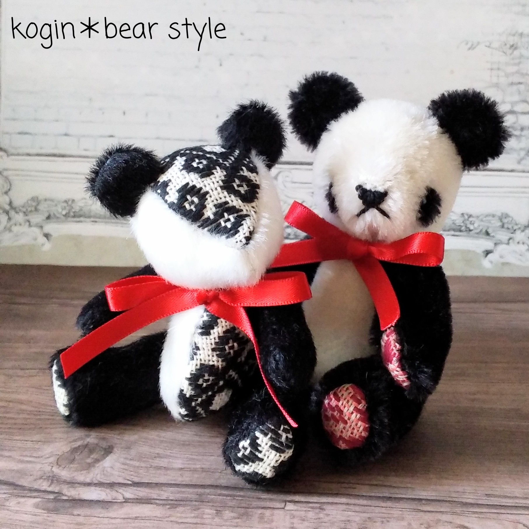 人気作家さま bear’s kitchen テディベア パンダ こひろ＠こぎん刺しのテディベア作家 kogin＊bear styl on X