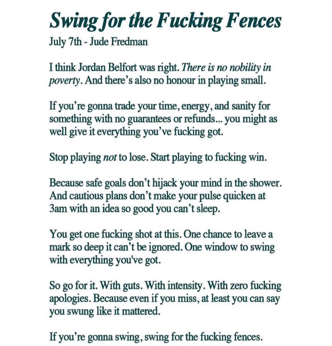 Gm

Legacy &gt;&gt; comfort
Safe goals never changed the game.