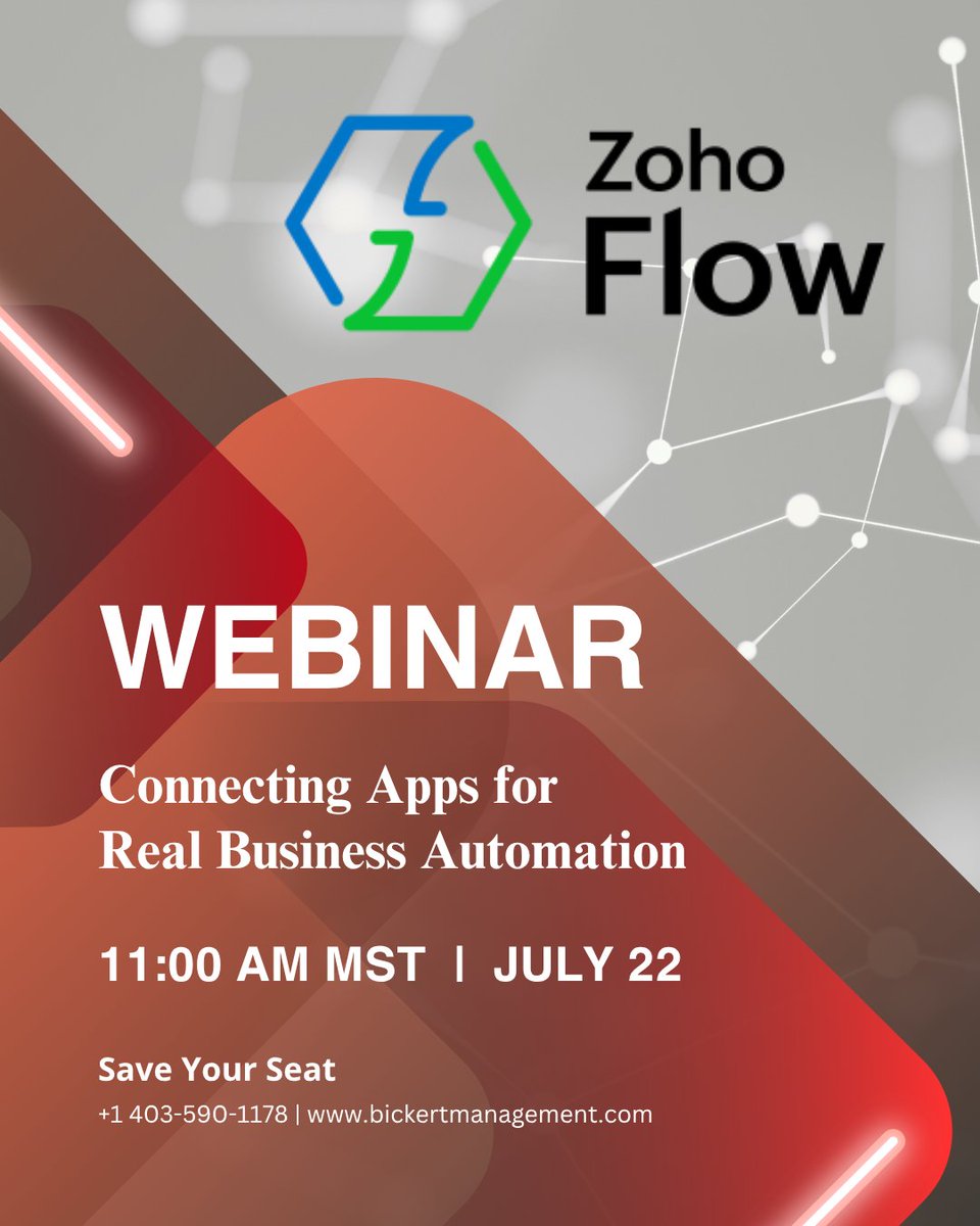 BickertMgmtInc's tweet image. 🚀 Want to automate your business like a pro?

Join our Zoho Flow Webinar on July 22 at 11:00 AM MST to learn how to connect your apps and boost productivity!

💬 Comment “I’m in” and we’ll share the link with you!
🌐 zurl.co/ZpdSD

#ZohoFlow #Webinar #Auto #BMICanada