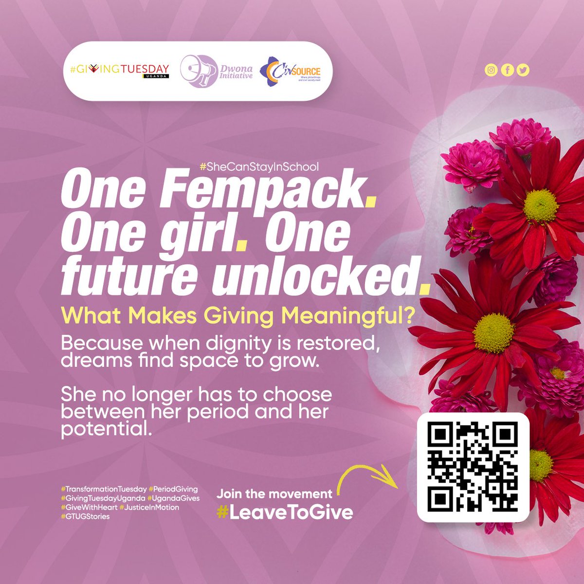 👌🏾One Fempack. 👌🏾One girl. 👌🏾One future unlocked.
#SheCanStayInSchool
 
“Because when dignity is restored, dreams find space to grow.”
 
💪🏾She no longer has to choose between her period and her potential.
 
Join the movement #LeaveToGive

#TransformationTuesday #PeriodGiving