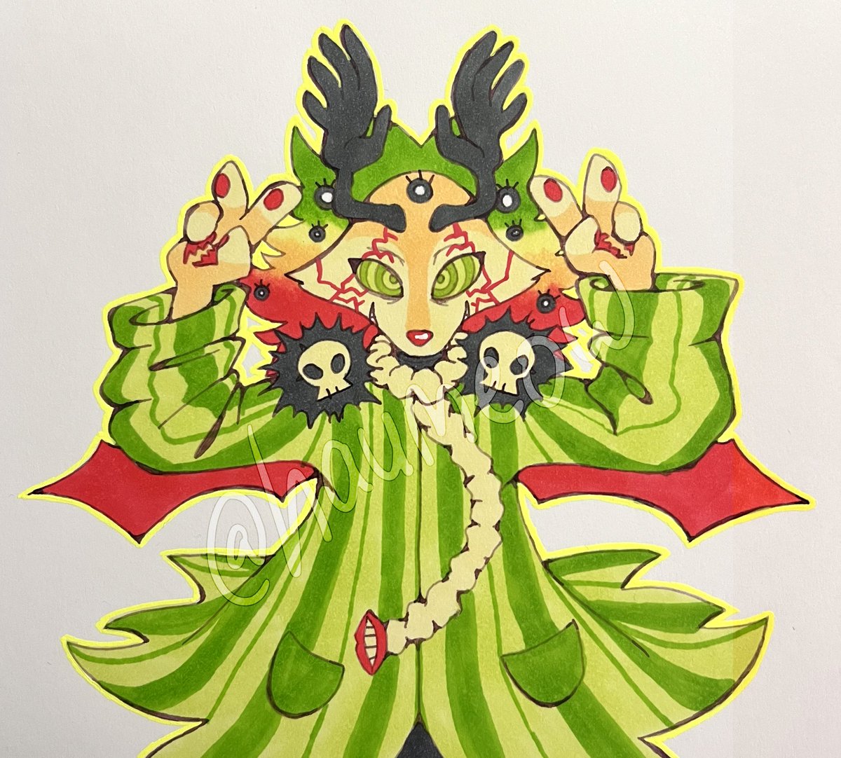 haumeow's tweet image. another art fight attack. this is aalsex/chara for enner! i had fun with the colors
#artfight2025 #originalcharacterart
