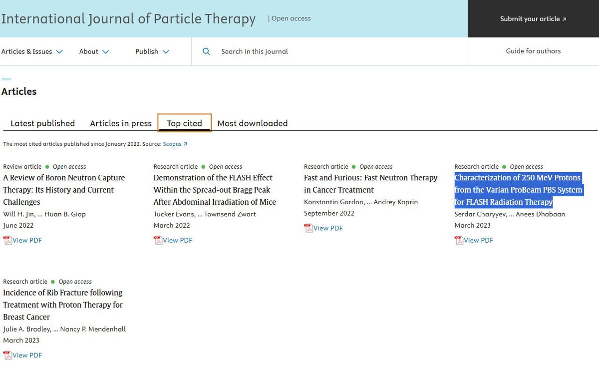 Our article is now among the top-cited in IJPT! 🎉
#ParticleTherapy #Research #MedicalPhysics #protons