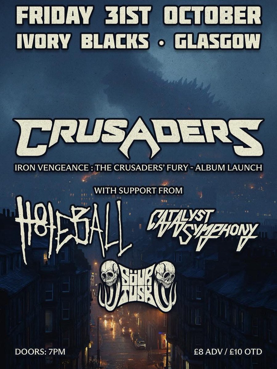 Forge Artist Management & Promotion (@forgeamp1) on Twitter photo Well would you look at this bad boy !
I am absolutely stoked to be associated with this amazing gig in Glasgow on the 31st of October! 
What a show it will be as it’s the official album launch of the mighty Crusaders UK ! 
Support comes from the amazing H8TEBALL , Catalyst Well would you look at this bad boy !
I am absolutely stoked to be associated with this amazing gig in Glasgow on the 31st of October! 
What a show it will be as it’s the official album launch of the mighty Crusaders UK ! 
Support comes from the amazing H8TEBALL , Catalyst