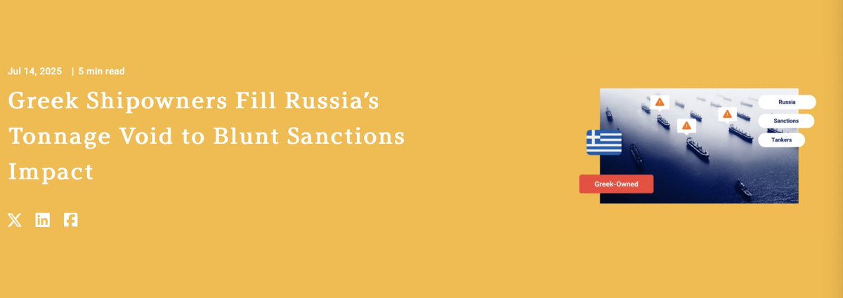 Michellewb_'s tweet image. European-owned vessels are now exporting nearly 40% of all Russian oil. yes that's right.
At the same time the EU27 argues over whether to lower the oil price cap to $45/bbl or 15%, and Donald Trump threatens secondary tariffs on Russian exports if there's no ceasefire in 50…