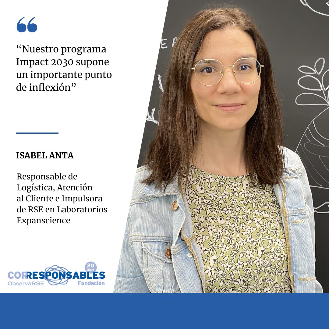 Corresponsables's tweet photo. 🌱 Isabel Anta (Laboratorios @expanscience_fr): “#Impact2030 es un punto de inflexión. Queremos ser una empresa con impacto positivo y regenerativa”
👉 Descubre la #entrevista completa 👉 https://t.co/p3Pnbyvzad https://t.co/hSGojjEF5O