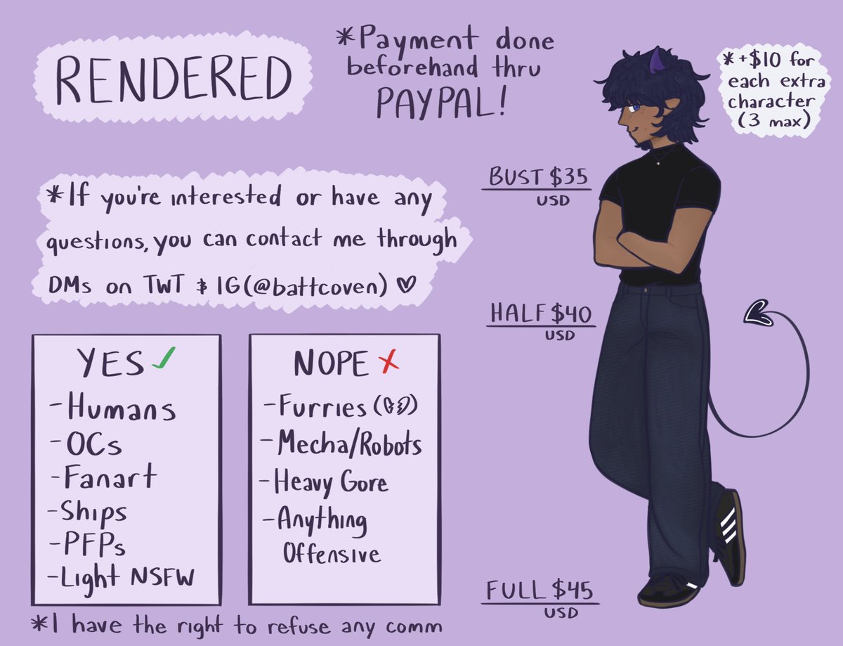 battcoven's tweet image. hii just a reminder that i've opened up my c0mms!! 3 slots each for now. if you're interested or have any questions feel free to reach out!
more info on my kofi: ko-fi.com/battcoven/comm…
rts are highly appreciated 🫶🏽
