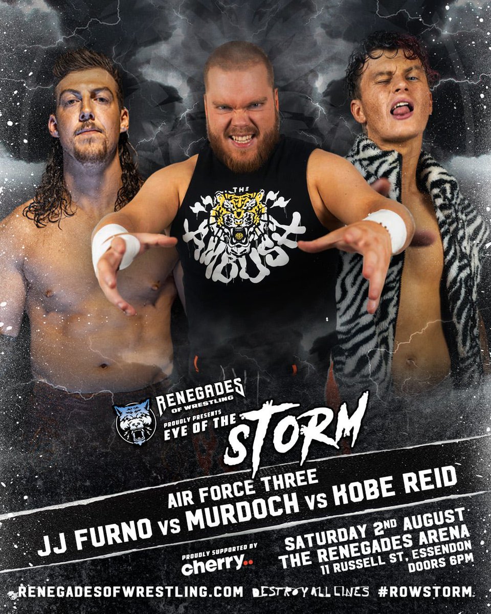 Renegades of Wrestling (@rowrestlingau) on Twitter photo If <a href="/MurdochPro/">๐ธ๐๐๐๐๐๐</a> wants a challenge, heโs going to get it, as he faces <a href="/JjFurno_pw/">JJ Furno</a> AND <a href="/kobereidtyg/">Kobe Reid</a> in the return of the Air Force Three match!
With tag title implications at stake, you donโt want to miss this match at #ROWstorm on Saturday August 2nd!
๐๏ธ rowstorm.eventbrite.com If <a href="/MurdochPro/">๐ธ๐๐๐๐๐๐</a> wants a challenge, heโs going to get it, as he faces <a href="/JjFurno_pw/">JJ Furno</a> AND <a href="/kobereidtyg/">Kobe Reid</a> in the return of the Air Force Three match!
With tag title implications at stake, you donโt want to miss this match at #ROWstorm on Saturday August 2nd!
๐๏ธ rowstorm.eventbrite.com