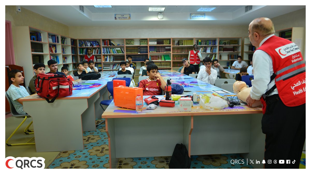 QRCS's tweet image. In cooperation with @Qatar_Edu , 4-week @QRCS summer camp launched at Al-Wakra Secondary School for Boys, to help young children & teenagers spend summertime in useful informative & behavioral programs that enhance their physical, mental & social development