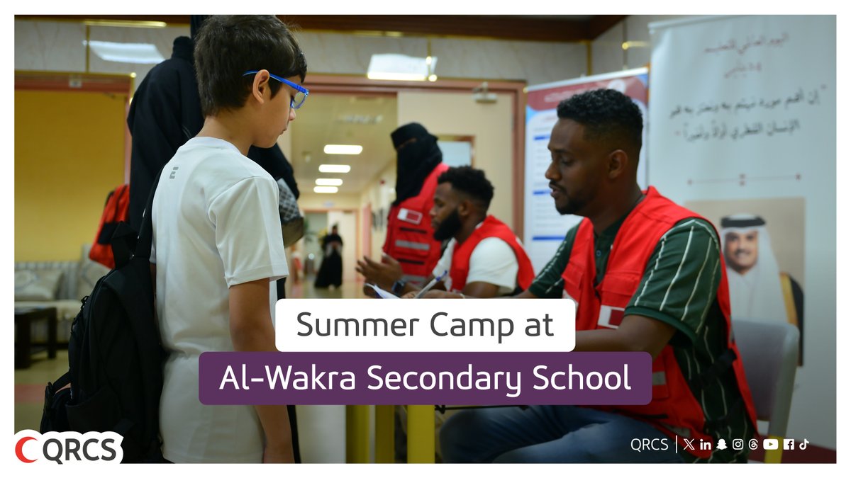 QRCS's tweet image. In cooperation with @Qatar_Edu , 4-week @QRCS summer camp launched at Al-Wakra Secondary School for Boys, to help young children & teenagers spend summertime in useful informative & behavioral programs that enhance their physical, mental & social development