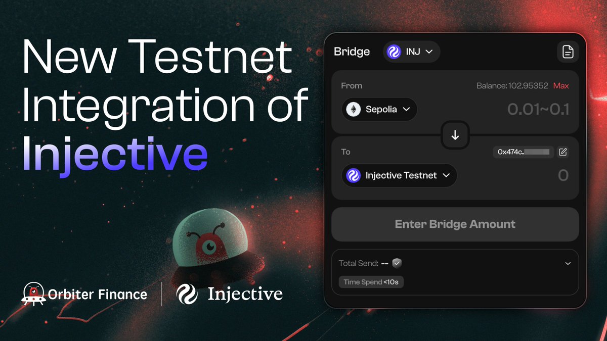 Orbiter_Finance's tweet image. New Integration with Injective 🥷
@injective is the blockchain built for finance. Unlimited tokenized stocks, assets & RWAs on one unified network.
Bridge $INJ to Injective: test.orbiter.finance/bridge/Sepolia…