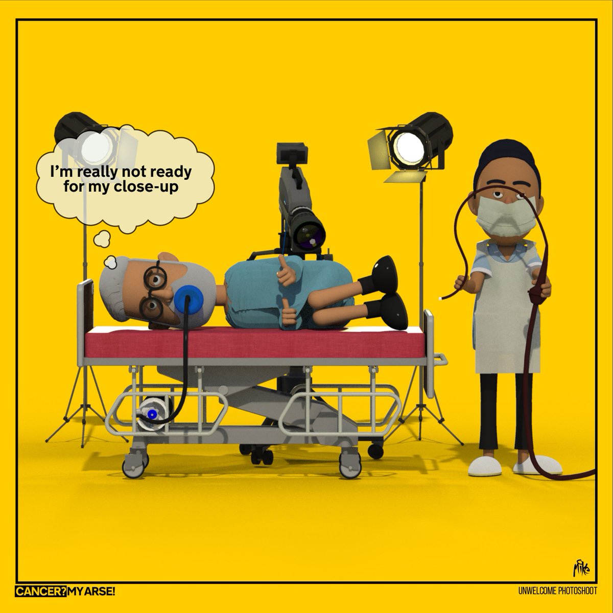 Today I have a Bum Cam appointment, of all the things I've let doctors do to my arse this one scares me. Not just the pain but also because this photo-shoot will tell me if we got rid of the cancer in me or not. It's OK to be scared, cancer is scary - bums, however, remain funny.