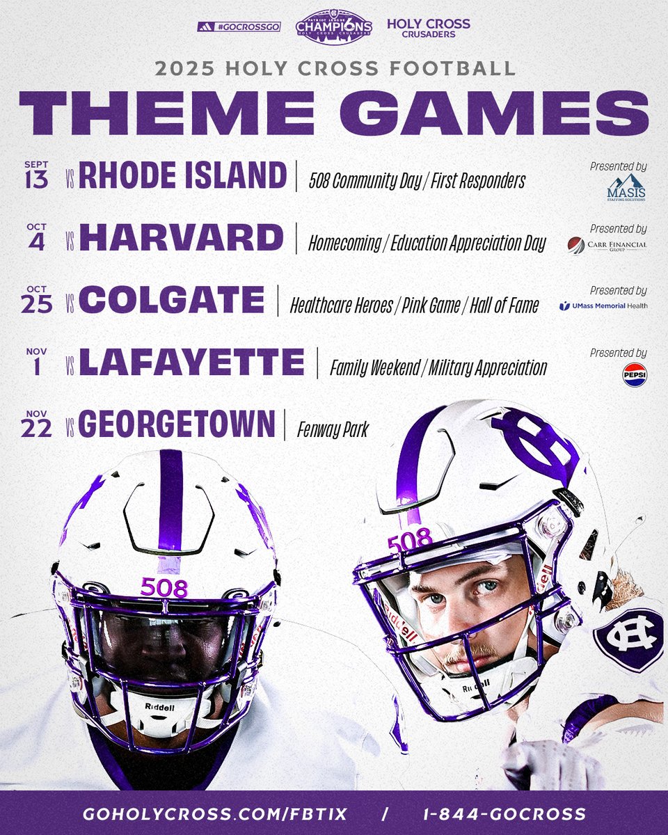 HCrossFB's tweet image. Theme games are set 🏈
📰 tinyurl.com/w3tuepk8
🎟️ goholycross.com/fbtix
#GoCrossGo