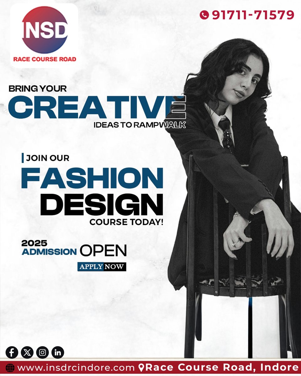 INSDRCINDORE's tweet image. Bring your creative spark to the ramp! 👗

Join our Fashion Design course at INSD Race Course Road, Indore.

🎓2025 Admissions Open — Apply Now!

🌐insdrcindore.com | 📞 91711-71579

#FashionDesign #INSDIndore #AdmissionsOpen