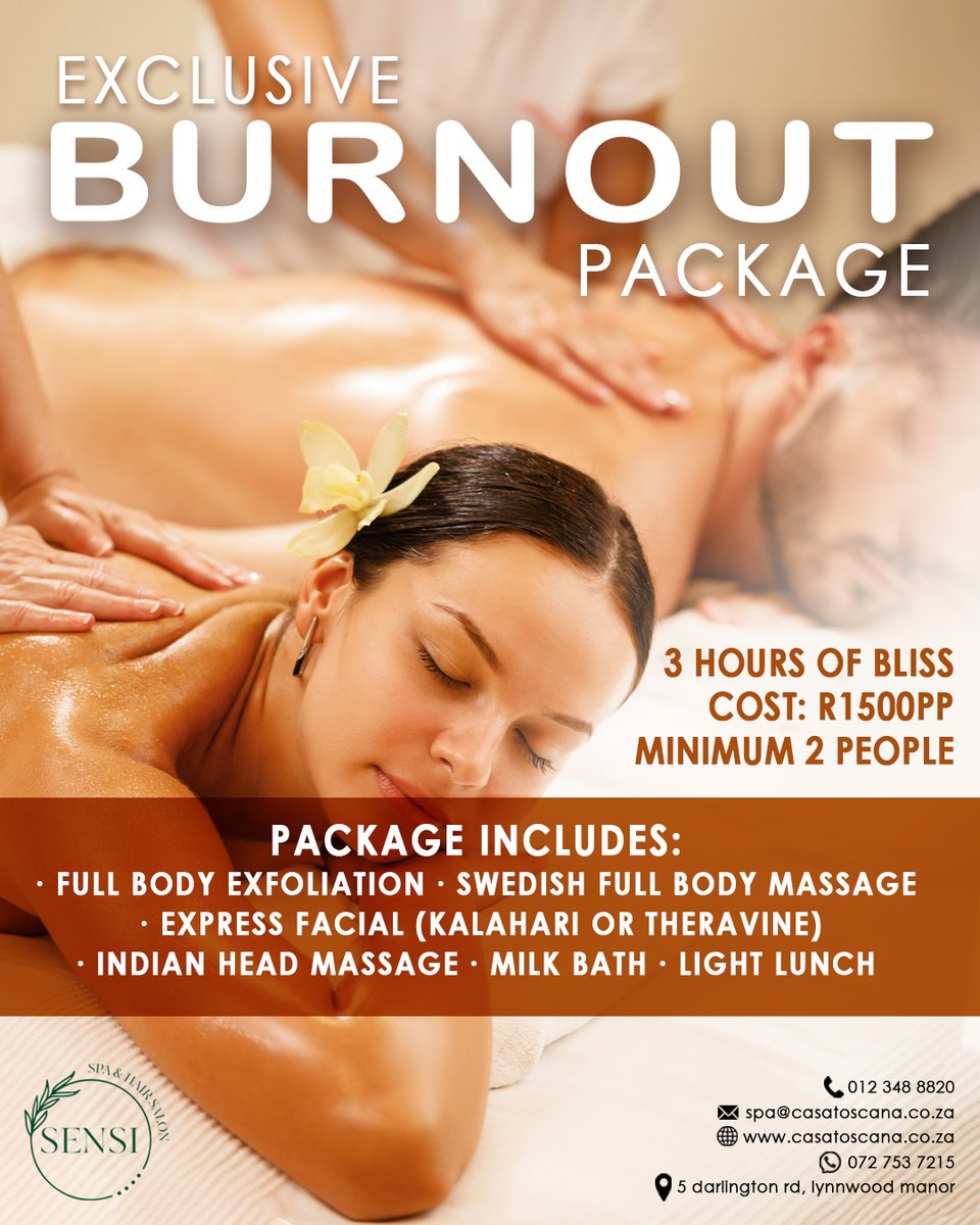 Burnout is real. Recharge with our affordable Burnout spa package and feel rejuvenated fast. Book now 👉 bit.ly/3Wbbq6c #SpaDay #SelfCare #BurnoutRecovery #SensiSpa