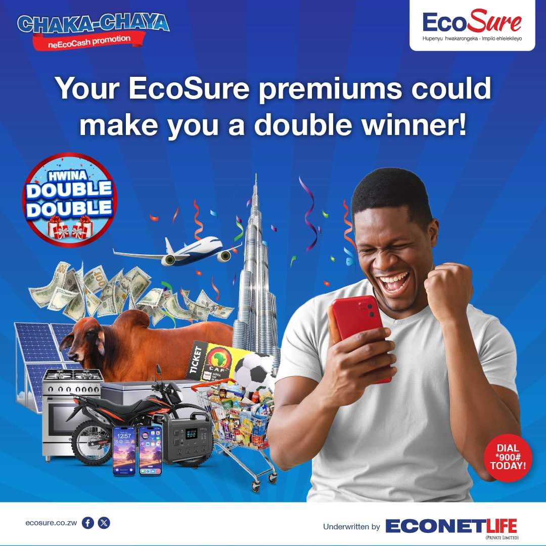 You could be one of the lucky winners in this year's Chakachaya &amp; EcoSure promotions. Simply pay your EcoSure premiums using EcoCash, earn points and WIN!