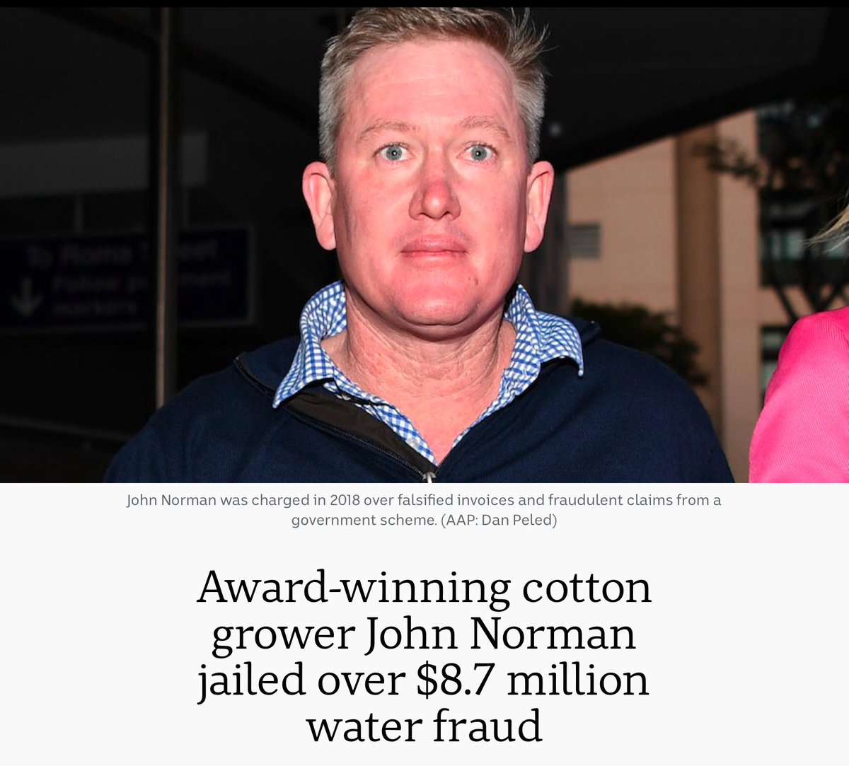 RW2023141's tweet image. This is good to see. But Norman got over 9 years for defrauding $8.7 million, how long should Angus Taylor get for the $80 million water buyback fiddle he was party to?