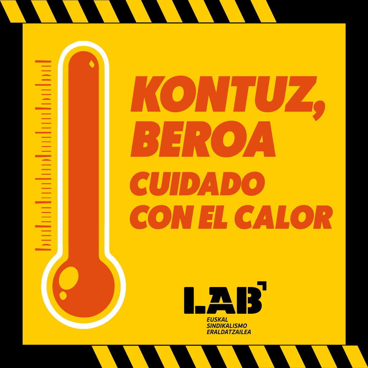 🌞🌡 Tenperatura altuen aurrean adi! atsedenaldiak orduro ezarri behar dira hauek gainditzen direnean: 24º + %90ko hezetasuna edo  26º + %70ko hezetasuna. 

Xehetasun gehiago hemen: 
labur.eus/kontuzberoa