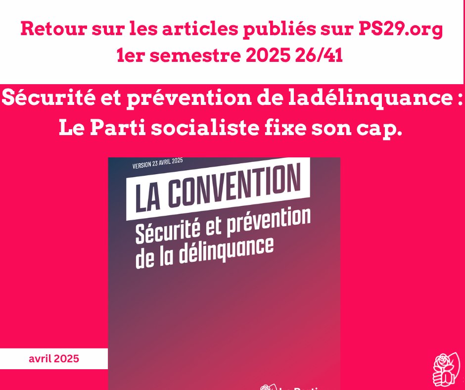 Les socialistes du Finistère (@fede_ps29) on Twitter photo 🚔Sécurité et prévention de la délinquance : Le <a href="/partisocialiste/">Parti socialiste</a> fixe son cap.
Le parti socialiste a adopté à l’unanimité sa convention nationale « sécurité et prévention de la délinquance ».
Lire le texte final : ps29.org/actualite/secu… 🚔Sécurité et prévention de la délinquance : Le <a href="/partisocialiste/">Parti socialiste</a> fixe son cap.
Le parti socialiste a adopté à l’unanimité sa convention nationale « sécurité et prévention de la délinquance ».
Lire le texte final : ps29.org/actualite/secu…