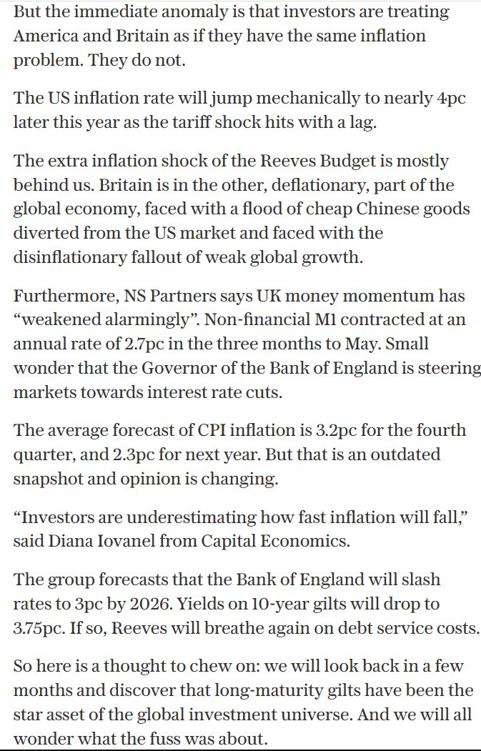 Telegraph Article By Ambrose Evans-Pritchard...

British debt is a screaming buy

Mispriced, overlooked and poised for a major reappraisal – UK gilts are a global bargain

archive.ph/A9MH8#selectio…