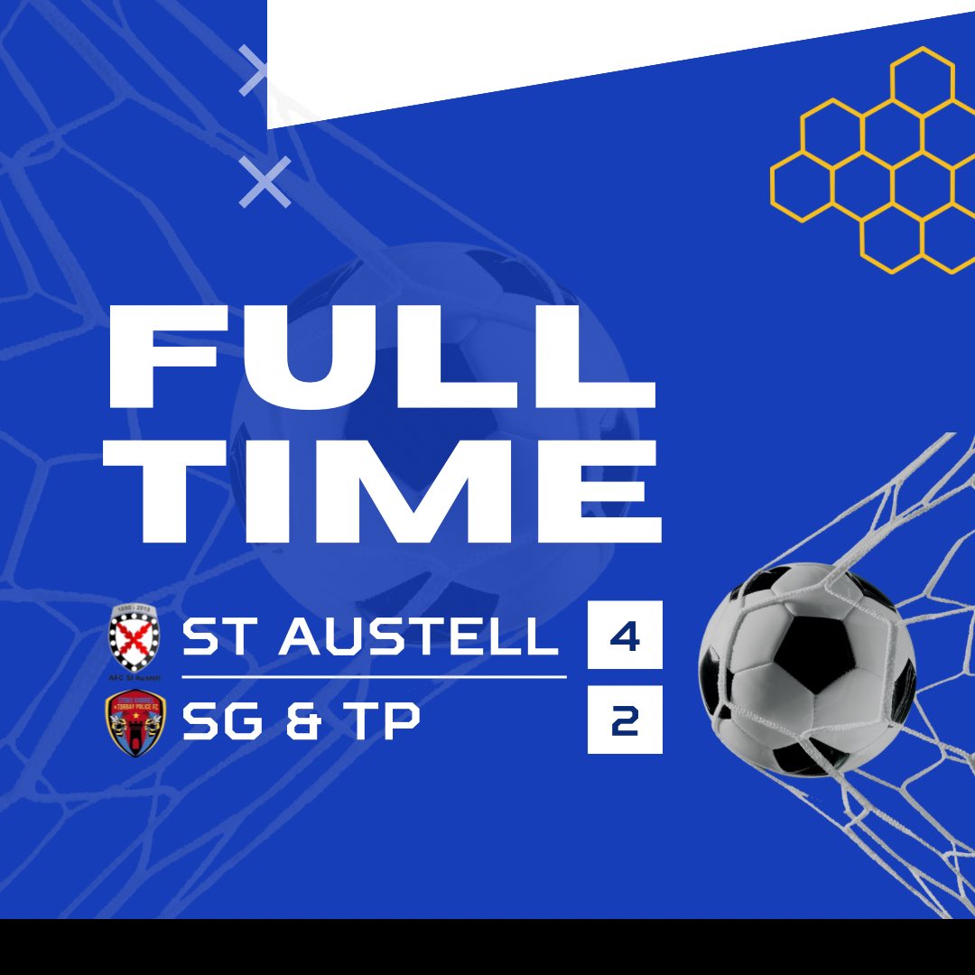 Our second pre season game ended 4-2 to a young energetic St Austell side. 

The game was a great workout for the boys with some brilliant football played. We had 6-7 chances clear cut chances which on another day go in.

Thank you to AFC St Austell, have a great season.