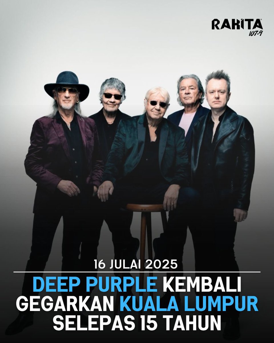 Rockers legenda dari UK, Deep Purple, akhirnya kembali ke Malaysia setelah selama 15 tahun!

Malaysia merupakan satu-satunya negara yang dipilih di Asia Tenggara untuk menganjurkan konsert Deep Purple pada 23 November 2025 di Mega Star Arena, Kuala Lumpur.