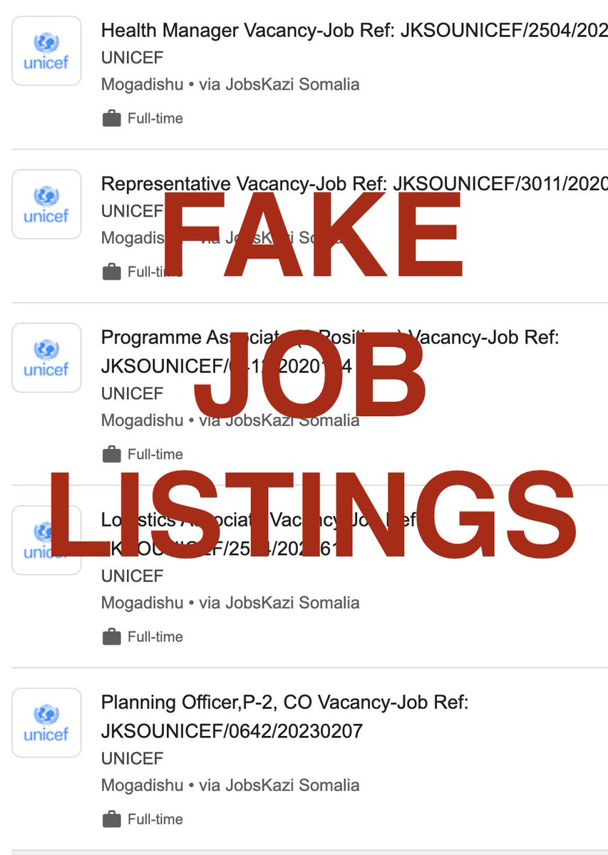 unicefsomalia's tweet image. ⚠️Beware of counterfeit job postings on social media. #UNICEF does not charge a fee at any stage of the recruitment process. Authentic opportunities are ONLY on our official sites.
Learn more: unicef.org/careers/beware…