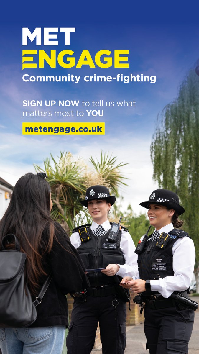 MPSBexley's tweet image. We’re building a Met that listens and delivers for Londoners - where YOU tell us what matters most.
Met Engage is our new community email update:
🚓 Get to know your local officers
📲 Latest news and advice
📣 Help shape local policing
Sign up today: metengage.co.uk