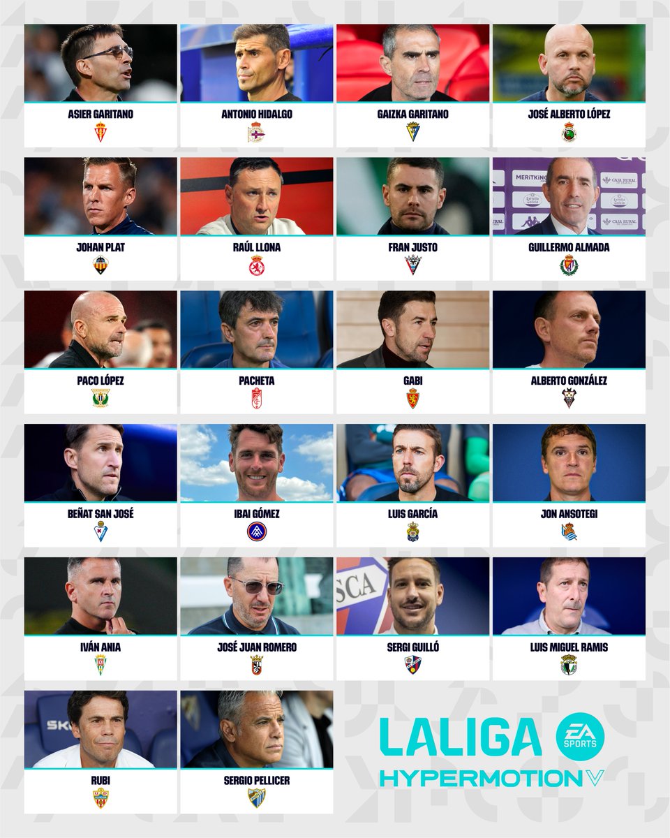 2⃣2⃣ entrenadores en busca de un objetivo.

👔 ¡Estos son los técnicos dirigirán a los equipos de #LALIGAHYPERMOTION en la temporada 2025/26!