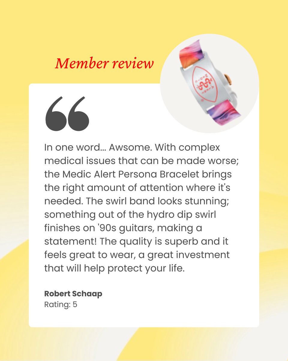 We love hearing feedback from our members! Robert left this great review about our new 'Persona' range of medical IDs

#PeaceOfMind #MedicAlert
