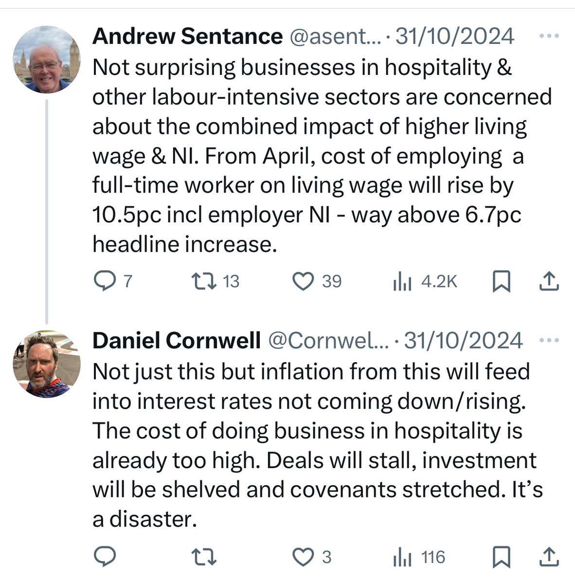 Daniel Cornwell (@cornwelldaniel) on Twitter photo Hey <a href="/RachelReevesMP/">Rachel Reeves</a> how is it possible that a jobbing small business owner knows more than you about the economy? Honestly?
Do you ever take a look in the mirror and think you’re not up to the job? If not, why not? You are wrecking lives and livelihoods. Hey <a href="/RachelReevesMP/">Rachel Reeves</a> how is it possible that a jobbing small business owner knows more than you about the economy? Honestly?
Do you ever take a look in the mirror and think you’re not up to the job? If not, why not? You are wrecking lives and livelihoods.