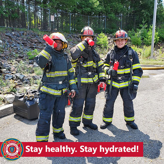 MassDFS's tweet image. Firefighters are tactical athletes. The high-intensity, high-exertion nature of the job means that replenishing fluids is always important -- especially during a heat advisory. Stay hydrated, take breaks when you can, and call DFS #Rehab for large scale / long term events.