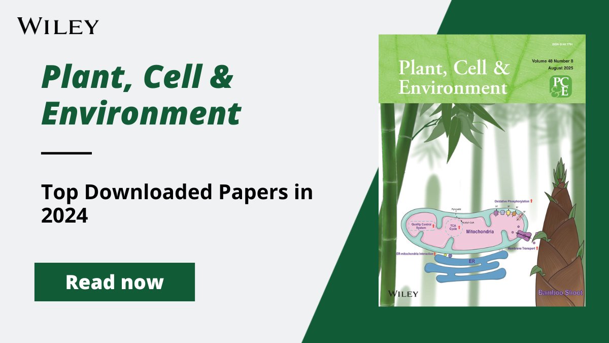 WileyEcolEvol's tweet image. Stay ahead of the latest trends in plant science.
Explore the most downloaded papers from Plant, Cell & Environment in 2024 and dive into the research captivating scientists worldwide.
🔗: ow.ly/VoIL50WpmCo
#PlantScience #Ecology
