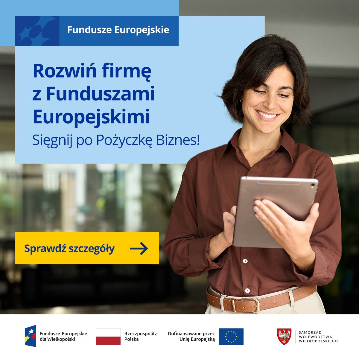 funduszeuewlkp's tweet image. 💼 Przedsiębiorcy z Wielkopolski będą mogli sięgnąć nawet do 3 mln zł pożyczki z Funduszy UE – oprocentowanie już od 1,5%!
✨ Na rozwój, innowacje, cyfryzację i więcej. 🛠️📈
Sprawdź szczegóły 👉 tiny.pl/gqjxxy-3