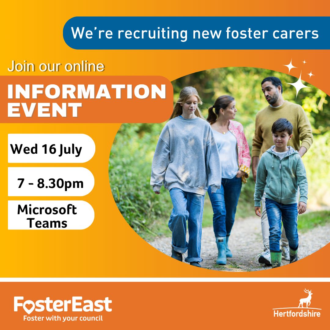 Thinking about fostering? Join our online infomation event tomorrow (Wednesday 16th July) at 7–8:30pm.
Hear from a foster carer, our team &amp; a care leaver. Book your online seat by calling 0800 917 0925
or visiting orlo.uk/VMGQx
