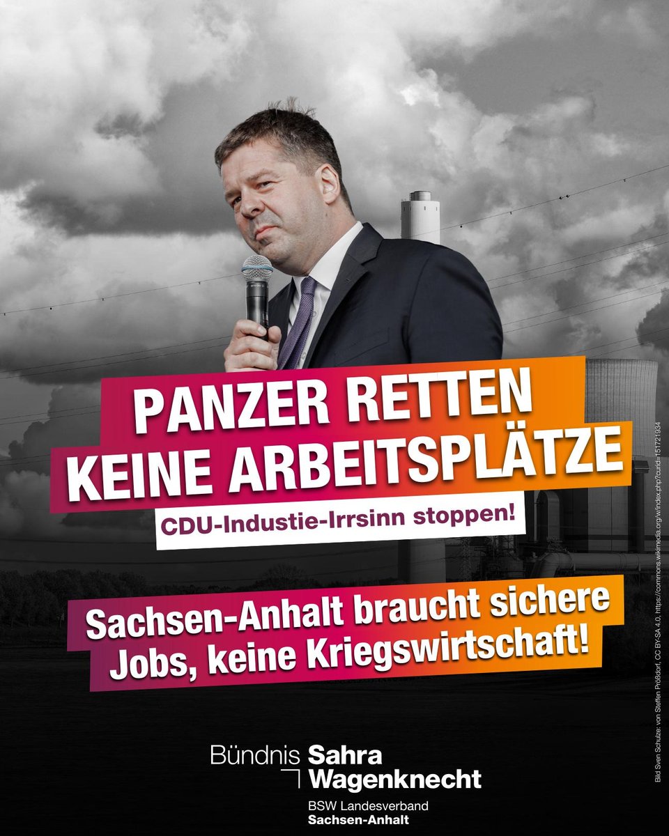 bsw_vg_lsa's tweet image. Panzer statt Autos – das ist jetzt die sogenannte „Zukunftsperspektive“ für Sachsen-Anhalt?
CDU-Wirtschaftsminister Sven Schulze preist Aufträge aus der Rüstungsindustrie als Option für Zulieferbetriebe.
Und Markus Behrens, Chef der Regionaldirektion der Bundesagentur für Arbeit,…