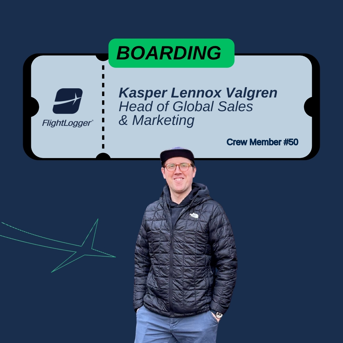 FlightLogger1's tweet image. ✈️ Boarding #TeamFlightLogger!
Welcome on board, Kasper Lennox Valgren 🤝
Kasper has joined us as our new Head of Global Sales &amp;amp; Marketing, taking the lead on our course as we expand FlightLogger’s presence across international skies.
Let’s fly!