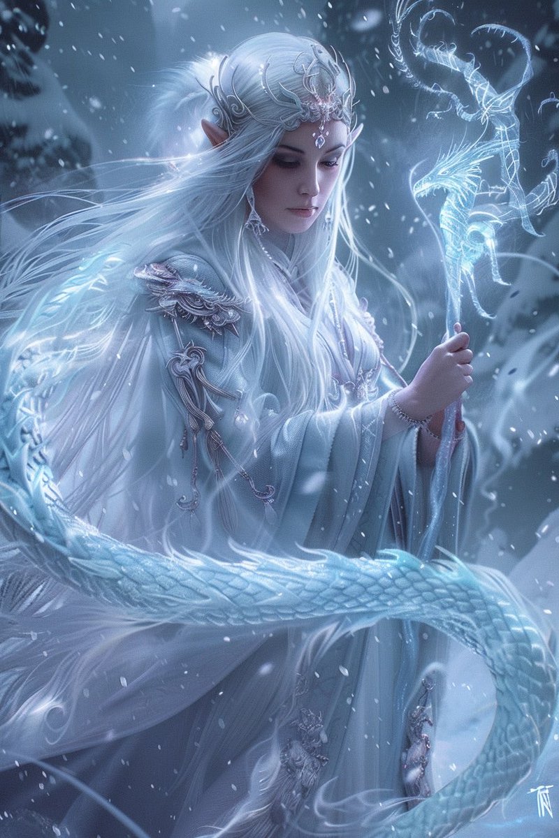 From the Witch Series —
A whisper in the frost,
She calls forth a dragon of ice and memory.

#WitchSeries #AIArt #FantasyArt #Midjourney #MagicArt