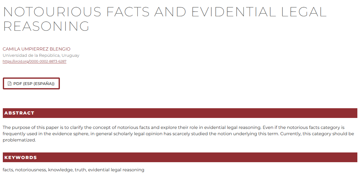 QuaestioF's tweet image. NEW ARTICLE!

&quot;Notourious Facts and Evidential Legal Reasoning&quot; by Camila Umpierrez Blengio (@CUmpierrezBleng)

➡️ revistes.udg.edu/quaestio-facti…