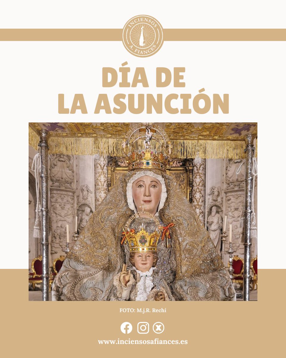 Hoy, 15 de agosto, nos acordamos de la 𝗩𝗶𝗿𝗴𝗲𝗻 𝗱𝗲 𝗹𝗼𝘀 𝗥𝗲𝘆𝗲𝘀, patrona de nuestra ciudad. 

¡Muchas Felicidades!

➡ El mejor incienso en inciensosafiances.es

#InciensosAfiances #TDSCofrade #VirgendelosReyes #DíadelaAsunción

<a href="/VirgenDeReyes/">Asociación de Fieles Ntra. Sra. de los Reyes</a>