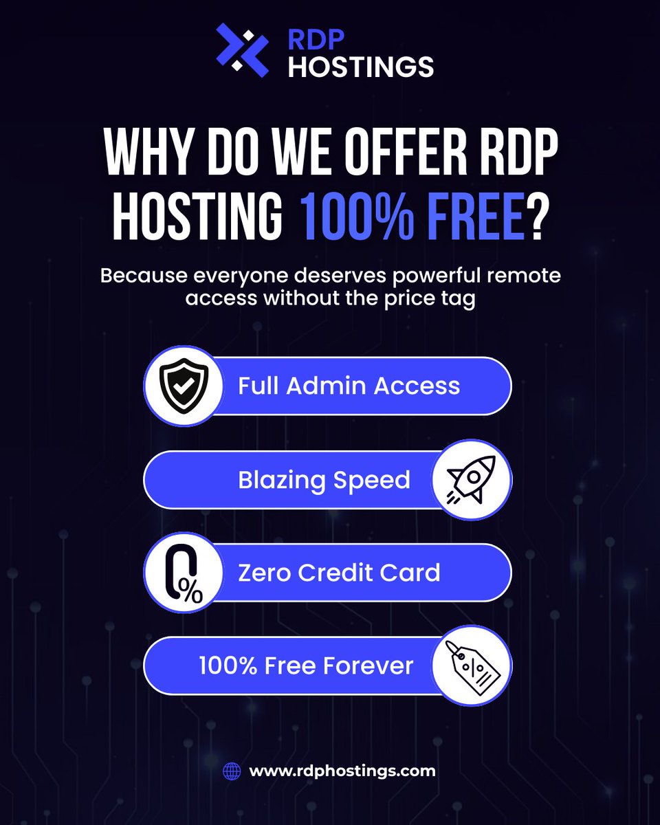 RdpHosting's tweet image. Why pay for remote access?

Get 100% FREE RDP Hosting with full admin access, blazing speed &amp;amp; no credit card required. Forever free! 💻⚡
👉 Claim yours now: rdphostings.com

#freerdp #rdphosting #remotedesktop #nocreditcard #freeforever #adminaccess #techmadeeasy
