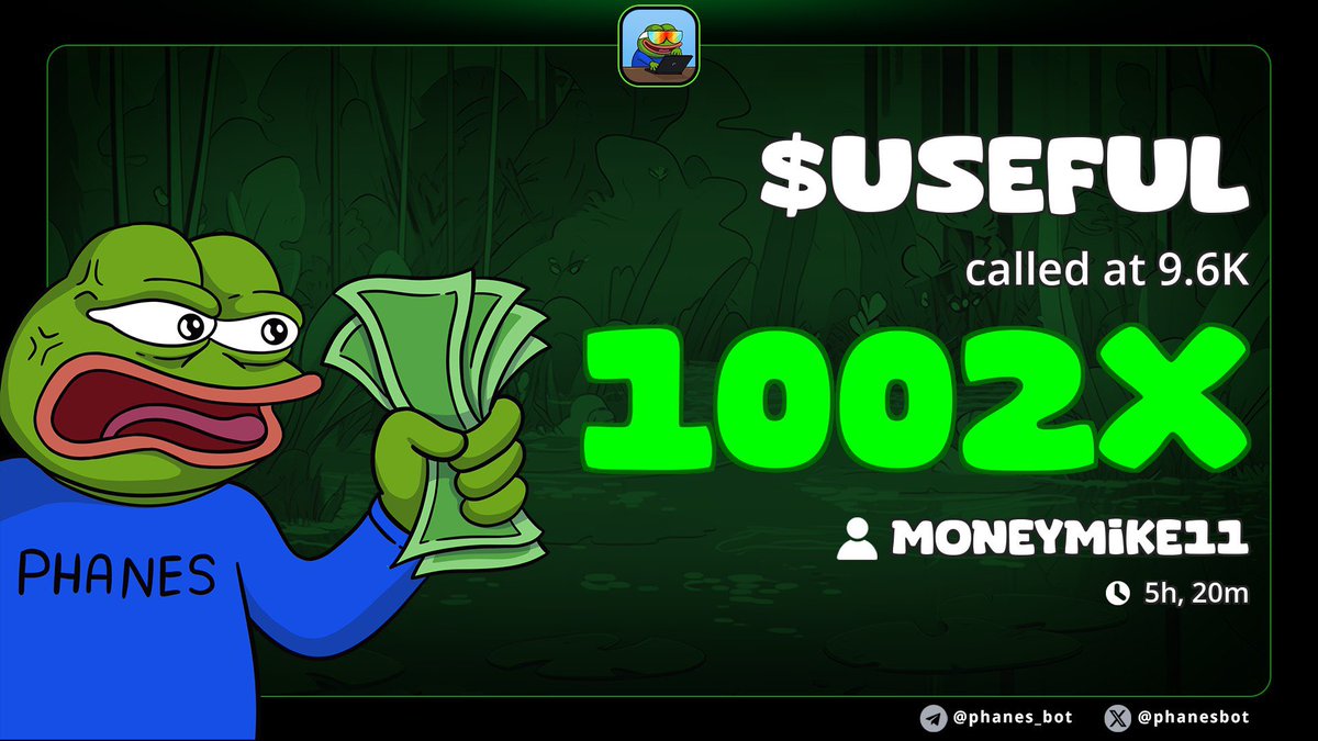 Wow what a day….

Called out $Useful at 9.6k MC we all ate in my TG free telegram link👇🏼 

t.me/SOLCookers