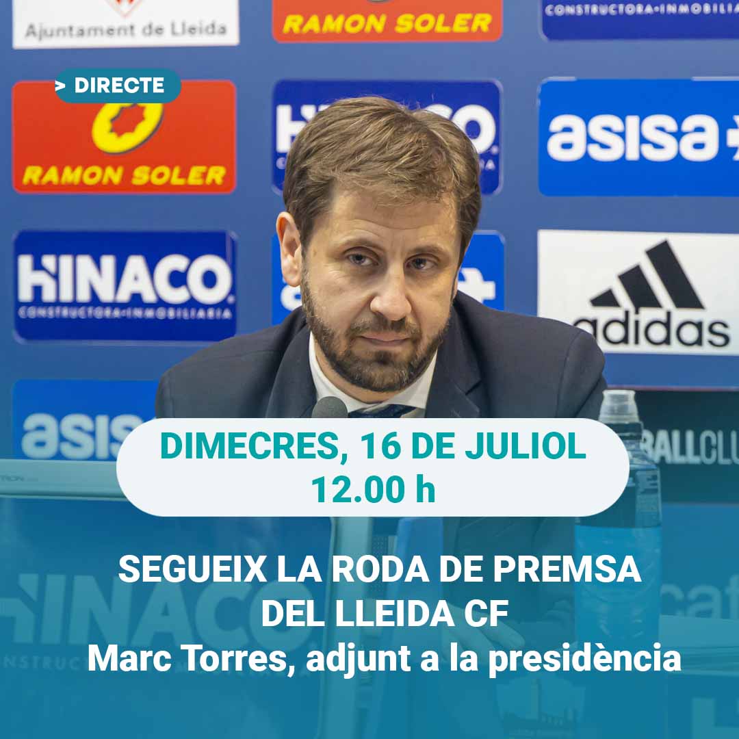 LleidaTV's tweet photo. ‼️ Segueix en directe la roda de premsa del @LleidaCF 

🕛 12.00 hores
🔗 https://t.co/2KM2pBMi9l

 ➡️ A Lleida Televisió i per streaming al digital de @SEGREcom https://t.co/G6IHOaCmJl